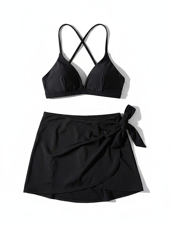 Hurley Dresses & Skirts - NWT! Hurley Bundle-Black Wrap Skirt And Swim Bikini Top